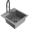 Mexen Vito évier en granit 1-bac avec robinet de cuisine Aster, gris - 6503-71-73450-07-B