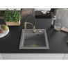 Mexen Vito Évier en granit à une cuve avec robinet de cuisine Aster, gris - 6503-71-73450-57-G