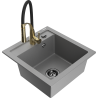 Mexen Vito évier en granit 1 bac avec robinet Aster, gris - 6503-71-73450-57-B