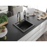 Mexen Vito évier en granit 1 bac avec robinet de cuisine Aster, noir/argent métallisé- 6503-73-73450-57-B