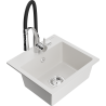 Mexen Milo évier en granit 1 bac avec robinet de cuisine Aster, blanc - 6505-20-73450-07