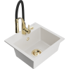 Mexen Milo évier en granit 1-bac avec robinet de cuisine Aster, blanc - 6505-20-73450-57-G