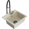 Mexen Milo évier en granit 1 bac avec robinet de cuisine Aster, beige - 6505-69-73450-07-B