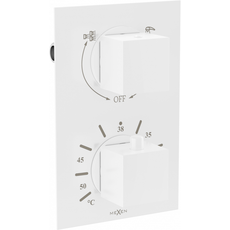 Mexen Cube robinet thermostatique de baignoire-douche à 2 voies, blanc - 77502-20