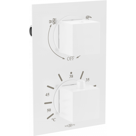 Mitigeur thermostatique baignoire-douche Mexen Cube 2 sorties, blanc - 77502-20