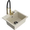 Mexen Milo évier de cuisine en granit 1 bac avec robinet Aster, beige - 6505-69-73450-57-B