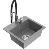 Mexen Milo Évier en granit 1 bac avec robinet de cuisine Aster, gris - 6505-71-73450-07