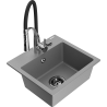 Mexen Milo évier en granit 1-bac avec robinet de cuisine Aster, gris - 6505-71-73450-07-B