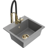 Mexen Milo évier en granit 1 bac avec robinet de cuisine Aster, gris - 6505-71-73450-57-G