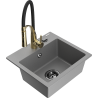 Mexen Milo évier de cuisine en granit 1 bac avec robinet Aster, gris - 6505-71-73450-57-B