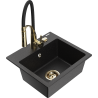 Mexen Milo évier en granit 1-bassin avec robinet de cuisine Aster, noir/argent métallisé - 6505-73-73450-57-G