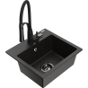 Mexen Milo évier 1-cuvette en granit avec robinet de cuisine Aster, noir/doré métallisé - 6505-75-73450-70-B