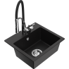 Mexen Milo évier en granit 1 bac avec robinet de cuisine Aster, noir - 6505-77-73450-07