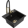Mexen Milo évier en granit à 1 bac avec robinet de cuisine Aster, noir - 6505-77-73450-57-G