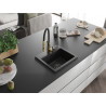 Mexen Milo évier en granit à 1 bac avec robinet de cuisine Aster, noir - 6505-77-73450-57-B