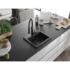 Mexen Milo évier en granit 1 bac avec mitigeur de cuisine Aster, noir - 6505-77-73450-70-B