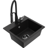Mexen Milo évier en granit 1 bac avec robinet de cuisine Aster, noir - 6505-77-73450-70-B