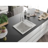 Mexen Enzo évier en granit 1 bac avec égouttoir et robinet de cuisine Aster, blanc - 6506-20-73450-02
