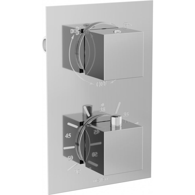 Mitigeur thermostatique bain-douche Mexen Cube 2 sorties, chromé - 77502-00