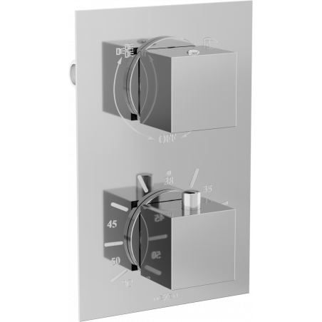 Batterie bain-douche thermostatique Mexen Cube 2 sorties, chromée - 77502-00