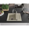 Mexen Enzo évier en granit 1 bac avec égouttoir et robinet de cuisine Aster, beige - 6506-69-73450-07-B