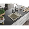 Mexen Enzo Évier de cuisine en granit 1 bac avec égouttoir et robinet Aster, beige - 6506-69-73450-70-B