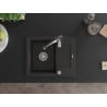 Mexen Enzo évier en granit 1 bac avec égouttoir et robinet de cuisine Aster, noir/doré métallisé - 6506-75-73450-07