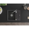 Mexen Enzo évier en granit 1 bac avec égouttoir et mitigeur de cuisine Aster, noir moucheté - 6506-76-73450-07