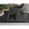 Mexen Enzo évier en granit à 1 bac avec égouttoir et robinet de cuisine Aster, noir moucheté - 6506-76-73450-70-B