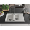 Mexen Gaspar évier en granit 1,5 cuves avec égouttoir et robinet de cuisine Aster, blanc - 6507-20-73450-70-B