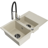 Mexen Gaspar évier en granit 1,5 bac avec égouttoir et robinet Aster, beige - 6507-69-73450-07-B