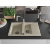 Mexen Gaspar évier en granit 1,5 bac avec égouttoir et robinet de cuisine Aster, beige - 6507-69-73450-07-B