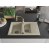 Mexen Gaspar évier en granit 1,5 bac avec égouttoir et robinet de cuisine Aster, beige - 6507-69-73450-57-B
