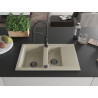 Mexen Gaspar évier en granit 1,5-bassins avec égouttoir et robinet de cuisine Aster, beige - 6507-69-73450-70-B