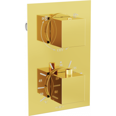 Mexen Cube robinet thermostatique bain-douche à 2 sorties, or - 77502-50