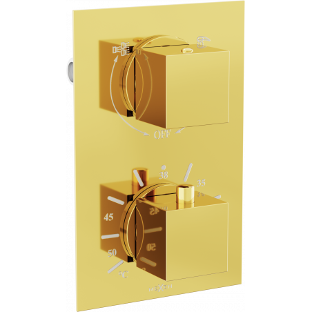 Mitigeur thermostatique bain-douche Mexen Cube 2 sorties, or - 77502-50