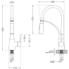 Mexen Gaspar évier en granit 1,5 bac avec égouttoir et robinet de cuisine Aster, noir moucheté - 6507-76-73450-57-G