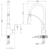 Mexen Gaspar évier en granit 1,5 bac avec égouttoir et robinet de cuisine Aster, noir - 6507-77-73450-57-G