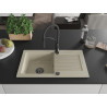 Mexen Pablo évier en granit 1 cuve avec égouttoir et robinet de cuisine Aster, beige - 6510-69-73450-70-B
