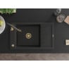 Mexen Elias évier de cuisine en granit 1 bac avec égouttoir et mitigeur Aster, noir/métallique argenté - 6511-73-73450-57-G