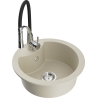 Mexen Diego évier en granit 1 bac avec robinet de cuisine Aster, beige - 6512-69-73450-07