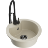 Mexen Diego évier en granit 1 bac avec robinet de cuisine Aster, beige - 6512-69-73450-70-B