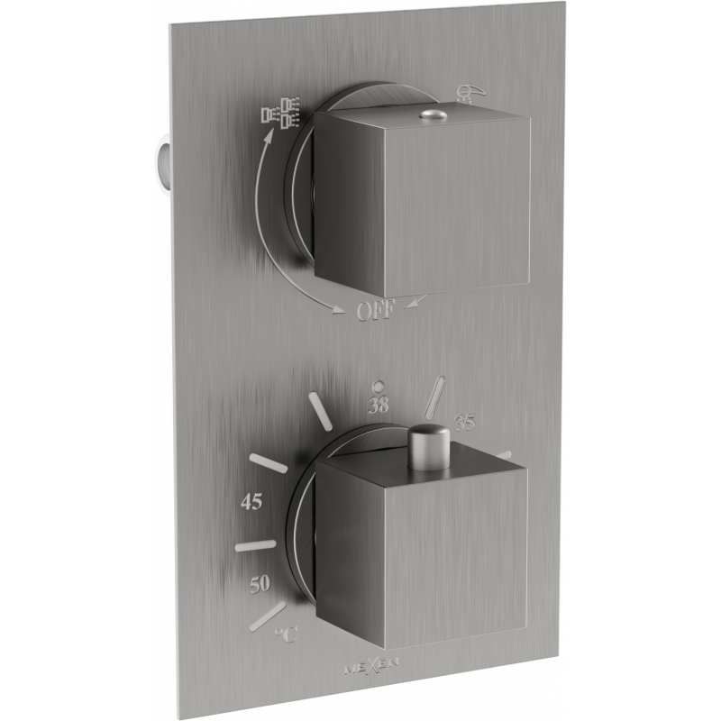 Mexen Cube Mitigeur thermostatique bain-douche 2 sorties, graphite - 77502-66