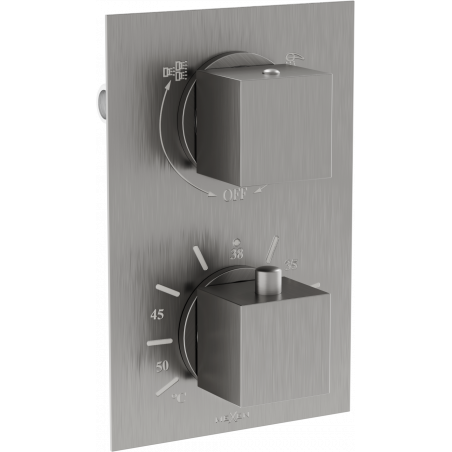 Mexen Cube mitigeur thermostatique bain-douche 2 sorties, gris canon brossé - 77502-66