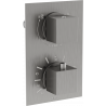 Mexen Cube mitigeur thermostatique bain-douche 2 sorties, gris canon brossé - 77502-66