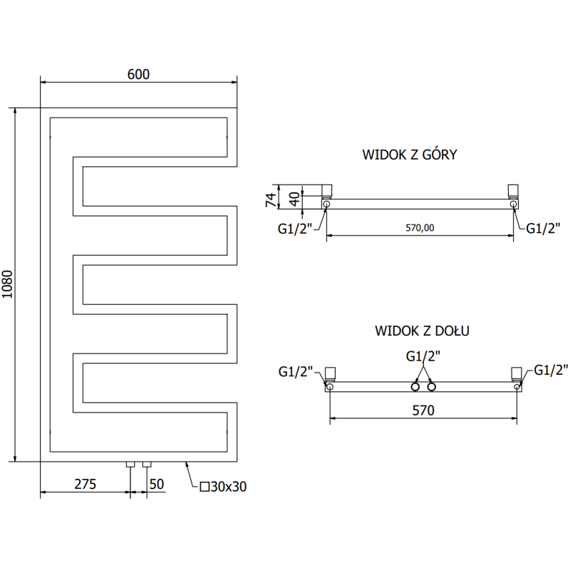 Mexen Floryda radiateur décoratif 1080 x 600 mm, 358 W, blanc - W206-1080-600-00-20