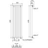 Mexen Nevada radiateur décoratif 1200 x 360 mm, 483 W, noir - W201-1200-360-00-70