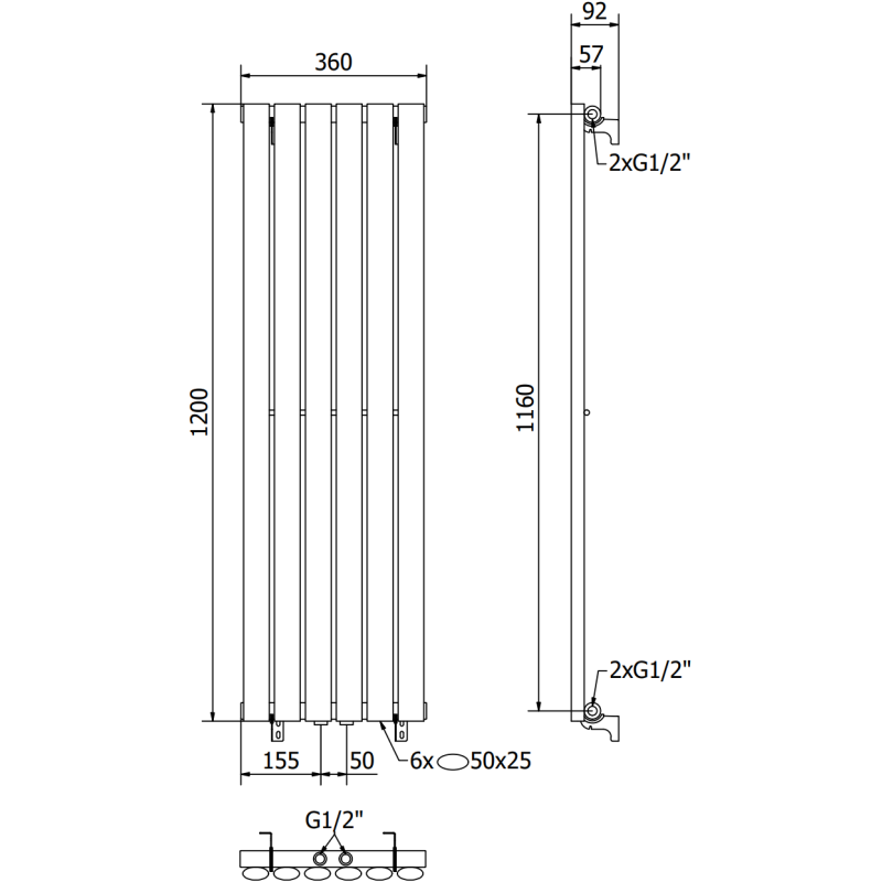 Mexen Oregon radiateur décoratif 1200 x 360 mm, 417 W, blanc - W202-1200-350-00-20
