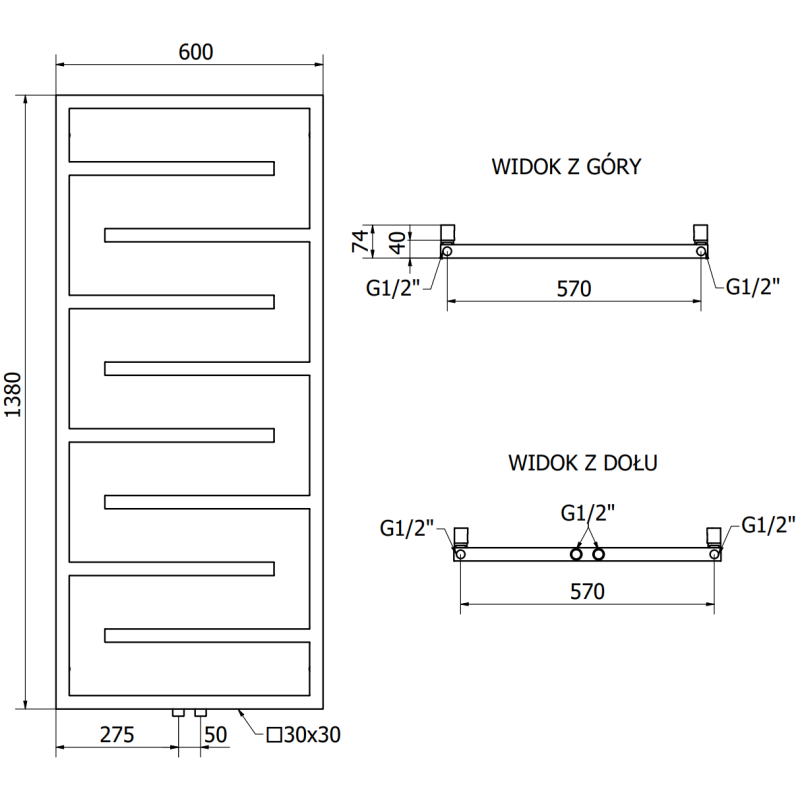 Mexen Orlando radiateur décoratif 1380 x 600 mm, 445 W, blanc - W207-1380-600-00-20