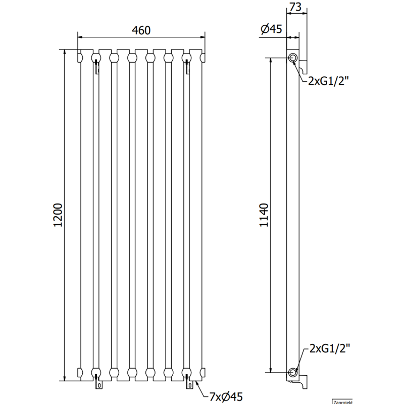 Mexen Texas radiateur décoratif 1200 x 460 mm, 659 W, blanc - W203-1200-460-00-20